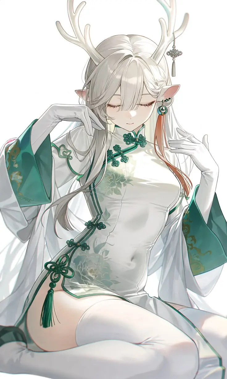 白绿色角色手势人体 pose 插画参考